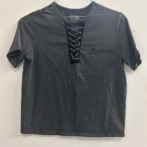 "Fearless" Women's Gray Crop T Shirt Size Small